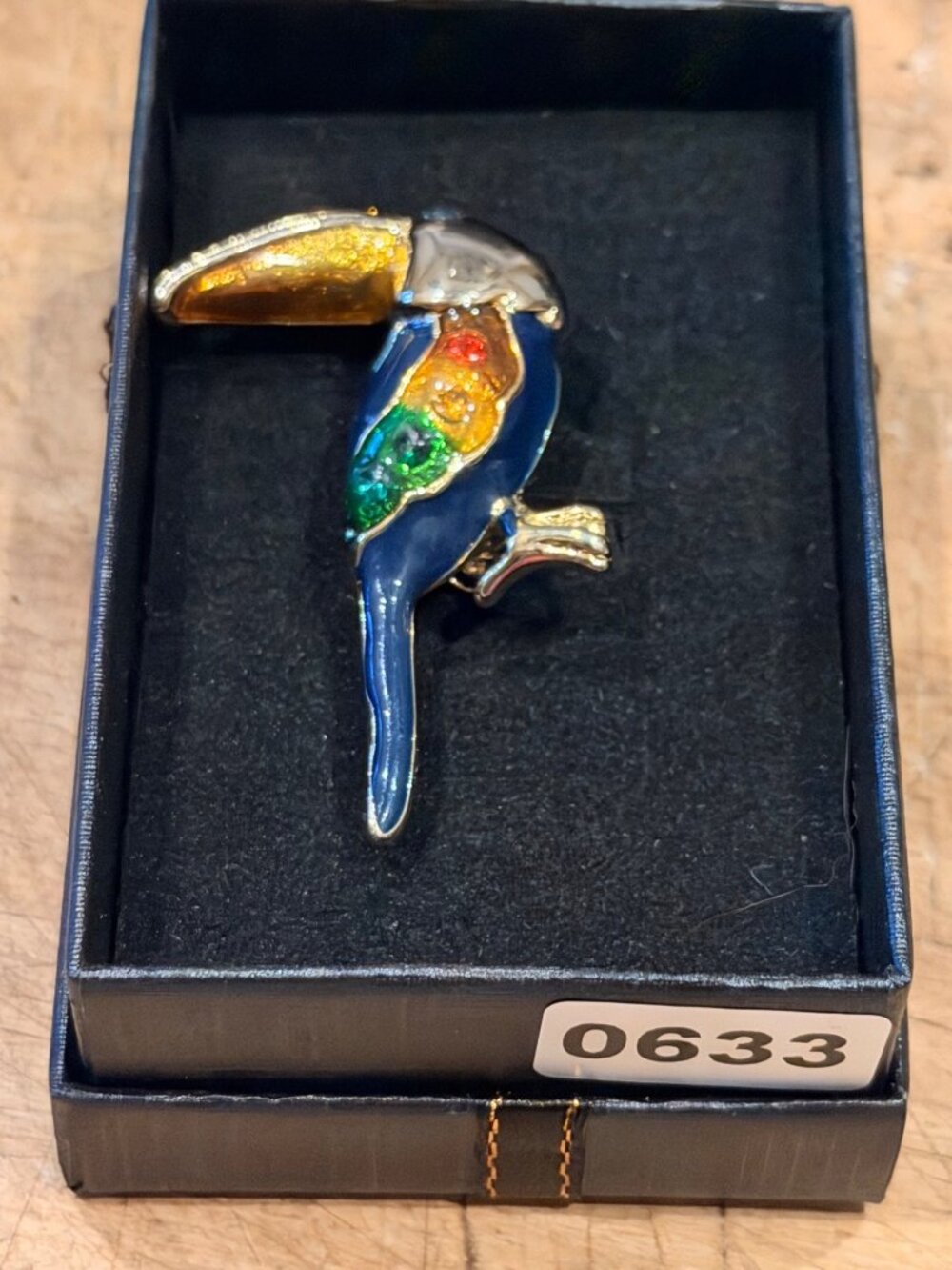 Colorful Toucan Enamel Pin With Gold-Tone Finish Rainbow Accents And Gift Box In - Picture 3 of 6